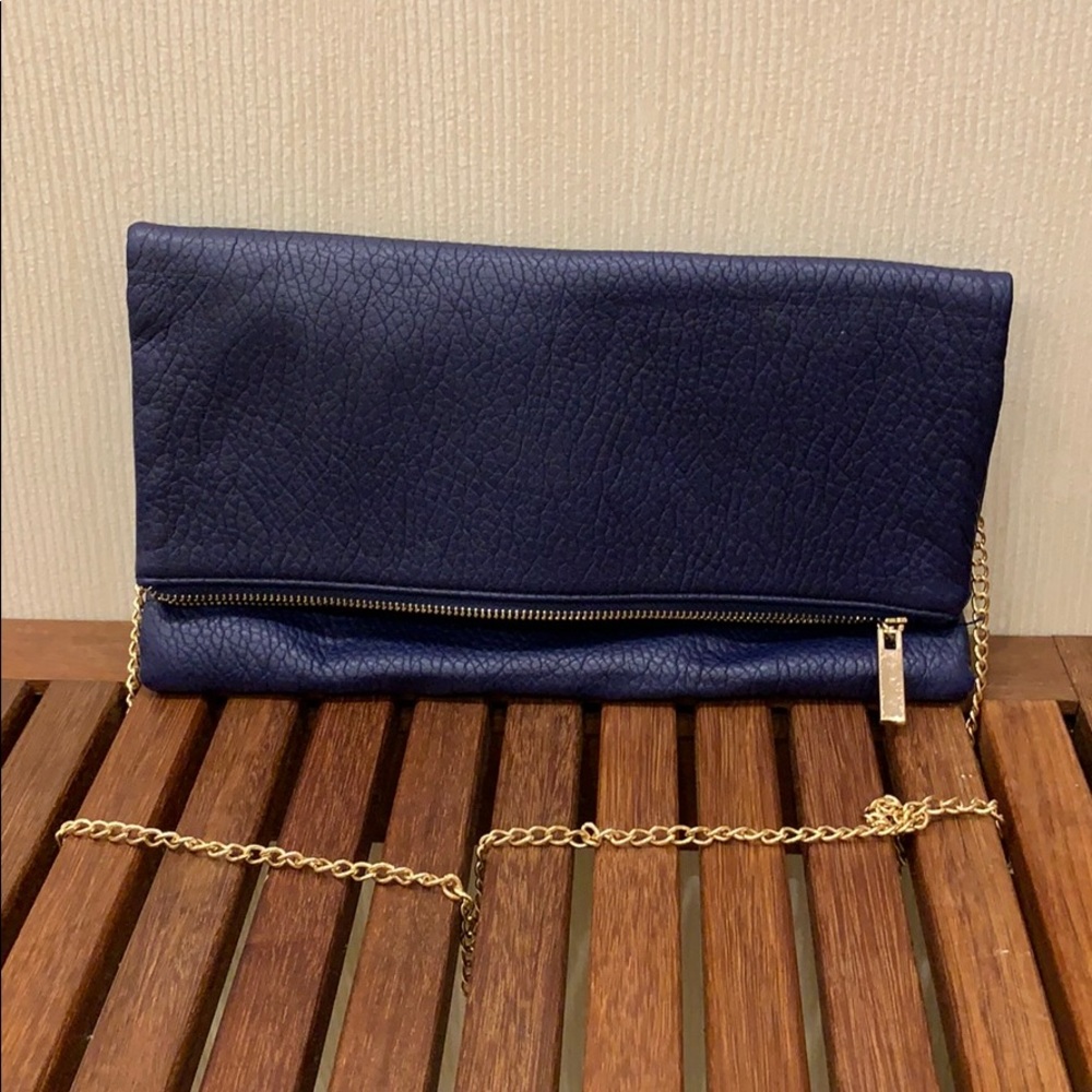 Navy leather shoulder bag
